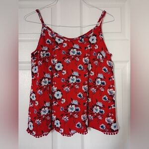 Floral Red Women's Top. Size 38 But Size Runs Small